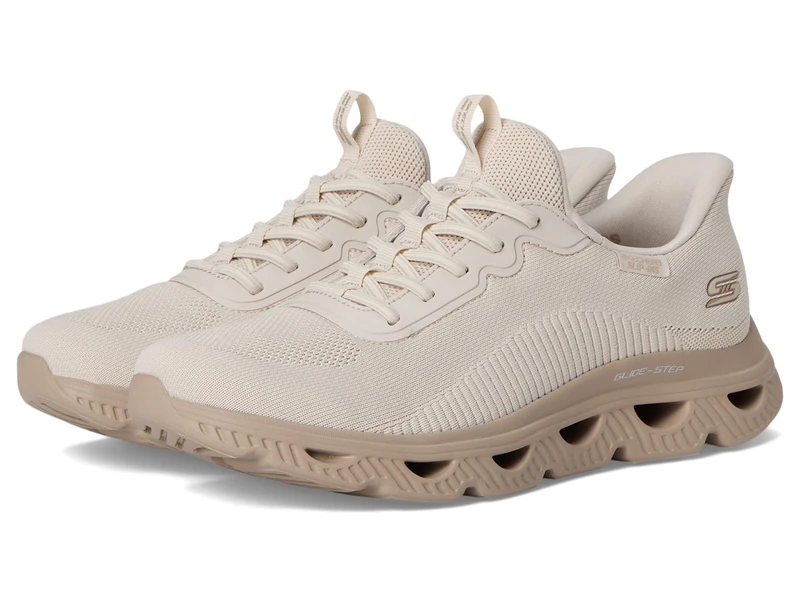 Skechers Women's Bobs Arc Waves Slip-On Sneakers, Natural Engineered Knit, 7 UK