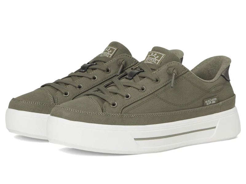 Skechers Women's Hands Free Slip-ins Bobs-Social Sneaker, Olive, 7 UK
