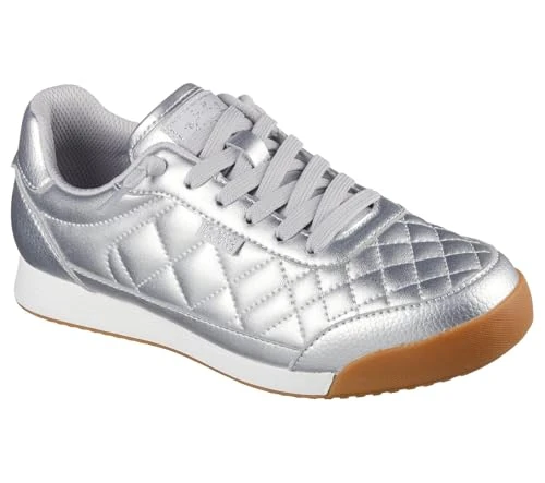 Skechers Women's Bobs Billie Wild Comfort Sneaker, Silver Pu, 4.5 UK