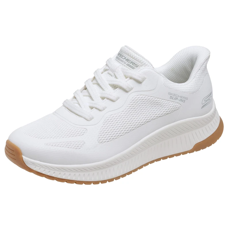 Skechers Womens Bob Squad 4 Staple Look Stretch Trainers - White - UK3.5