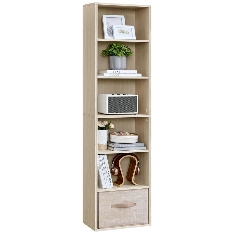 VASAGLE Bookcase, 6-Tier Bookshelf, Open Storage Shelf, Shelving Unit, 24 x 40 x 178.5 cm, for Living Room, Home Office, Dinning Room, Natural Beige LBC167L01