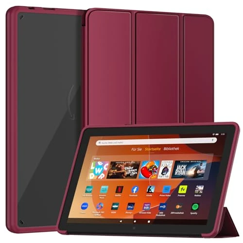 Mansiruyi Tripold Case for 10.1inch Tablets(Only 2023/2021 Released 13/11th Gen Models),Not Fits for Sony TCL 10.1 inch Tablets, Slim Light Hard Shell Stand Cover with Auto Sleep/Wake -Red