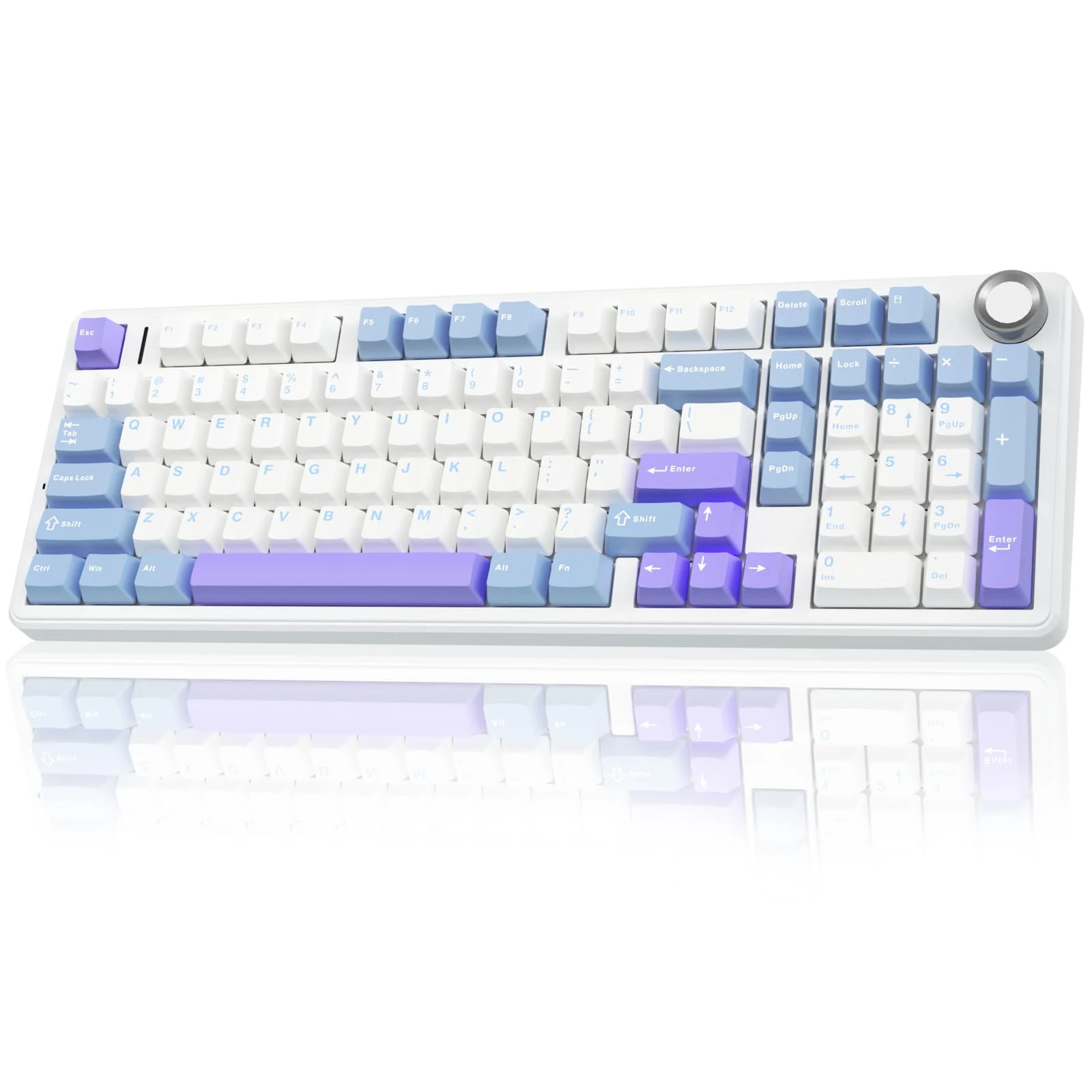 AULA F99 Pro Wireless Gaming Keyboard,Tri-mode Mechanical Keyboard Wireless with Control Knob,Side Engraved,RGB Backlight,Pre-lubed Linear Switches,Hot Swappable Custom Keyboards (Blue&purple)