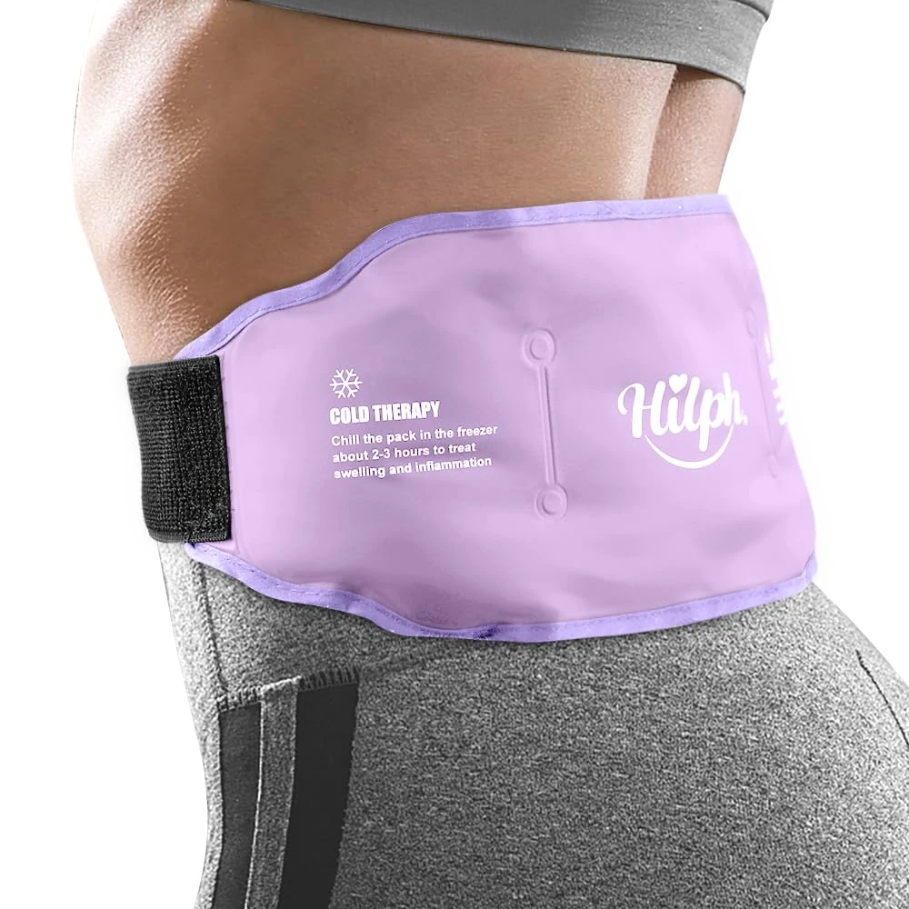 Hilph Ice Pack for Back Pain Relief, Reusable Lower Back Gel Wrap Hot Cold Compression Therapy Lumbar Ice Pack for Back Injuries, Sciatic Nerve, Herniated or Degenerative Disc, Tailbone Pain-Purple