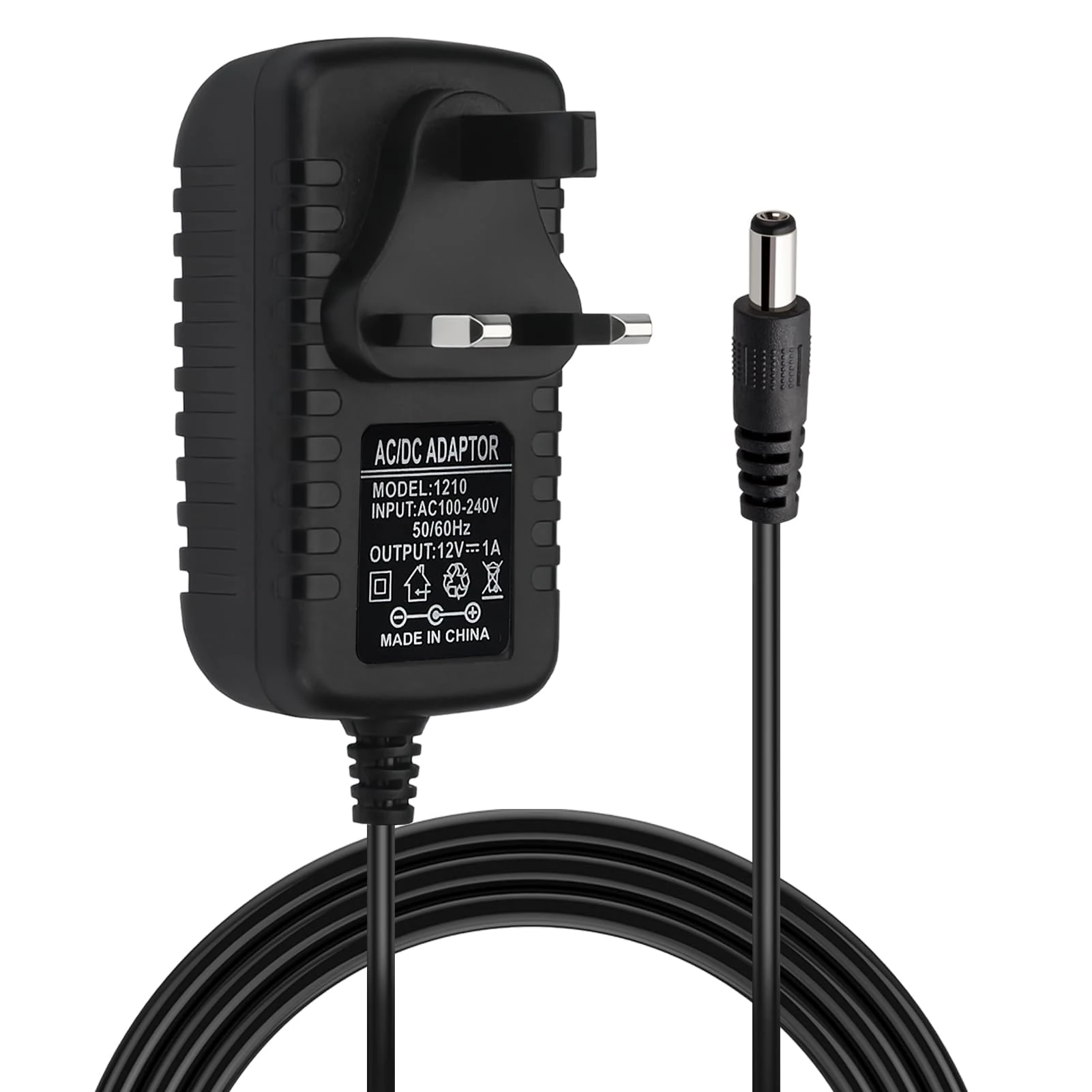 12V 1A Power Supply Adapter, AC/DC Adapter 100-240V 50/60Hz to DC12V 1A 12W UK Converter Adapter for CCTV Cameras Routers Hubs LED Strips Yamaha Keyboards Home Appliances 5.5x2.5mm & 5.5x2.1mm DC Plug
