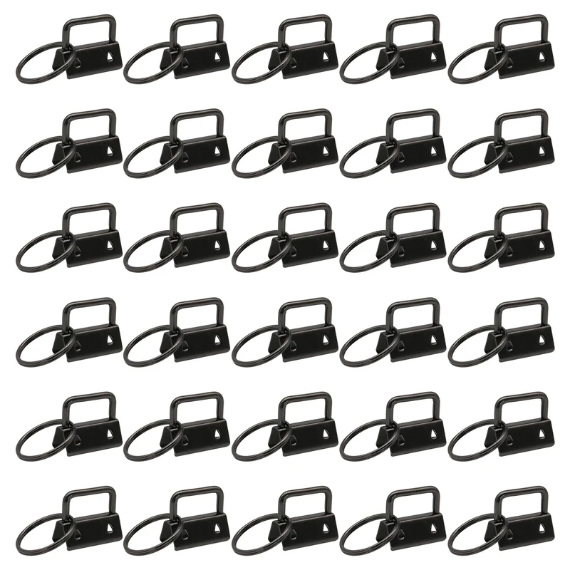 YIEMI Key fob Hardware,30 PCS 1 Inch Key fob Keychain with Keychain Rings for Bag Webbing Wristlets Lanyards(Black)