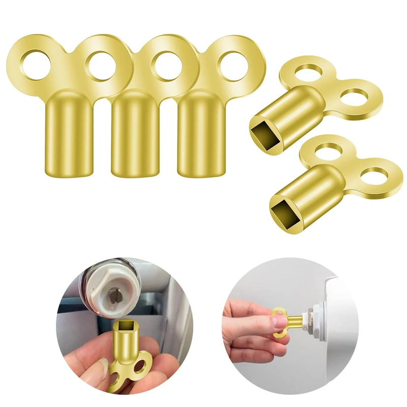 flintronic 5pc Gold Radiator Bleed Key Set - Zinc Alloy Valve Tool