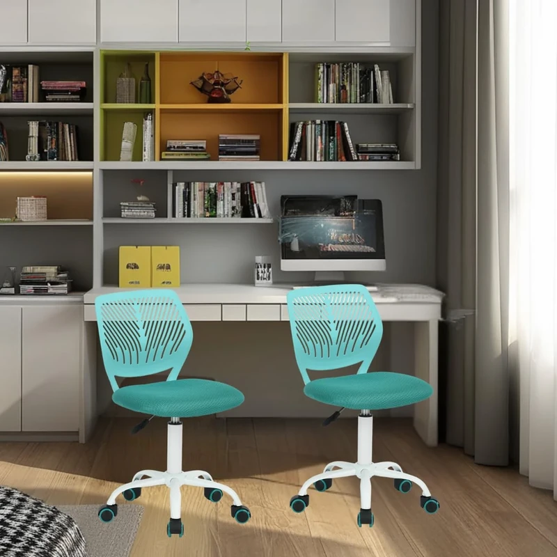 FurnitureR 2PCS Writing Task Chair Ergonomic Kids Teens Boys Girls Twins Study Chair - Adjustable Height Swivel Computer Laptop Desk Chair for Home,Office,Study Room