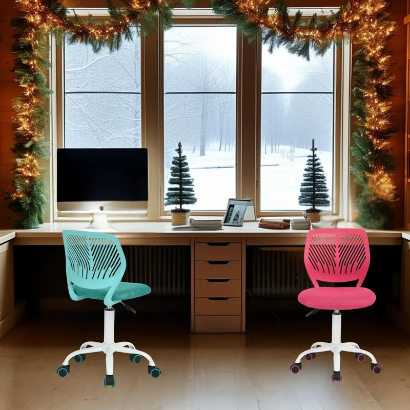 FurnitureR 2PCS Writing Task Chair Ergonomic Kids Teens Boys Girls Twins Study Chair - Adjustable Height Swivel Computer Laptop Desk Chair for Home,Office,Study Room