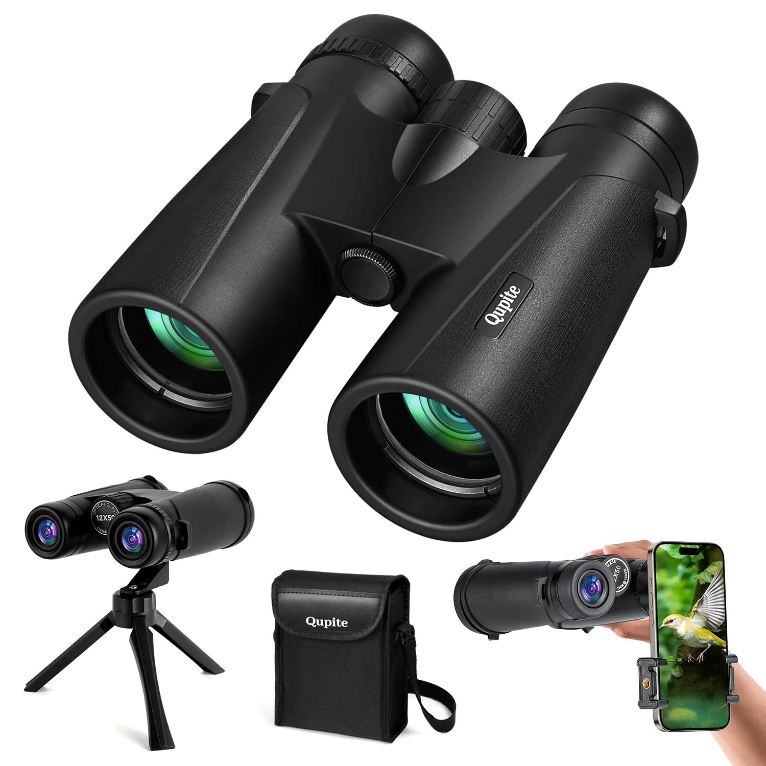 Binoculars12x50 High Power Binoculars for Adults and Kids,Compact for Bird Watching with Tripod Phone Adapter, BAK4,FMC Lens, Waterproof Small Binoculars for Travel Stargazing Hunting