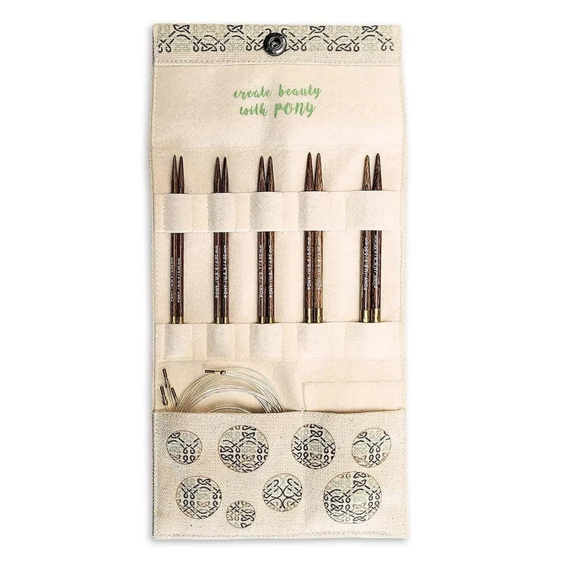 Pony Belle Perfect Interchangeable Knitting Needle Tips Set - Flexible Cable for Circular Knitting Projects, Patented Glydon Joint, 10.5 cm x 3.50-5.50 mm - 1 Set