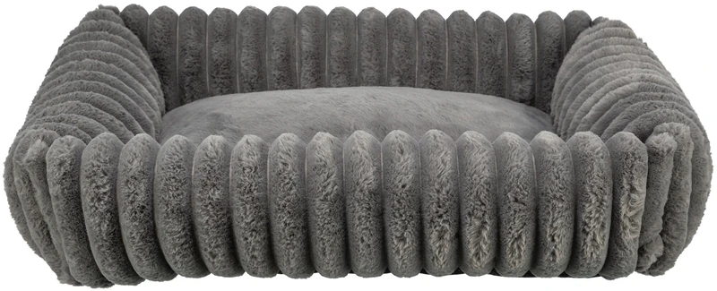 TRIXIE dog bed Lonni 10.2 x 7.9 in in grey – rectangular cuddle bed with soft cord-look plush, dog basket for small dogs, fixed cushion, non-slip bottom – soft & washable – 374020