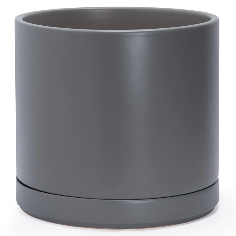 D'vine Dev 14 Inch Ceramic Planter Pot, Grey, 94-O-G-3