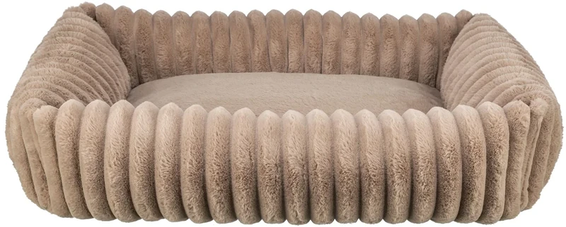 TRIXIE dog bed Lonni 15.4 x 11.0 in in brown – rectangular cuddle bed with soft cord-look plush, dog basket for large dogs, fixed cushion, non-slip bottom – soft & washable – 374027