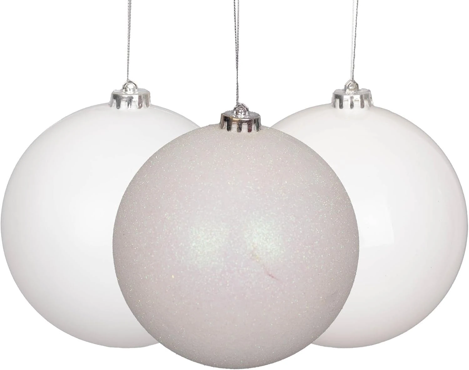 10cm/6Pcs Christmas Baubles Shatterproof White, Christmas Tree Decorations Ball Ornaments Balls Xmas Hanging Decorations Holiday Decor - Shiny,Matte,Glitter