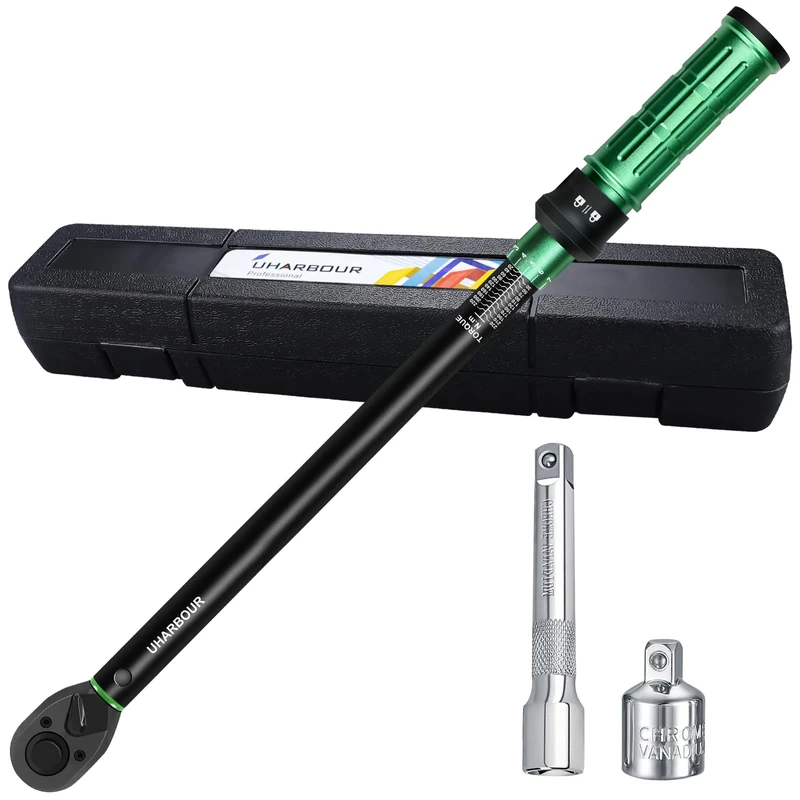 Uharbour 1/2" Torque Wrench 20-230Nm - Dual Click +/-3% Adapter