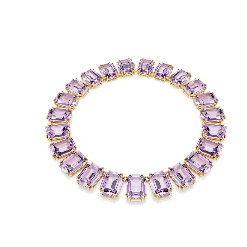 Swarovski Millenia Necklace, Oversized Purple Octagon-Cut Crystals in a Rhodium-Finished Setting, Part of the Millenia Collection