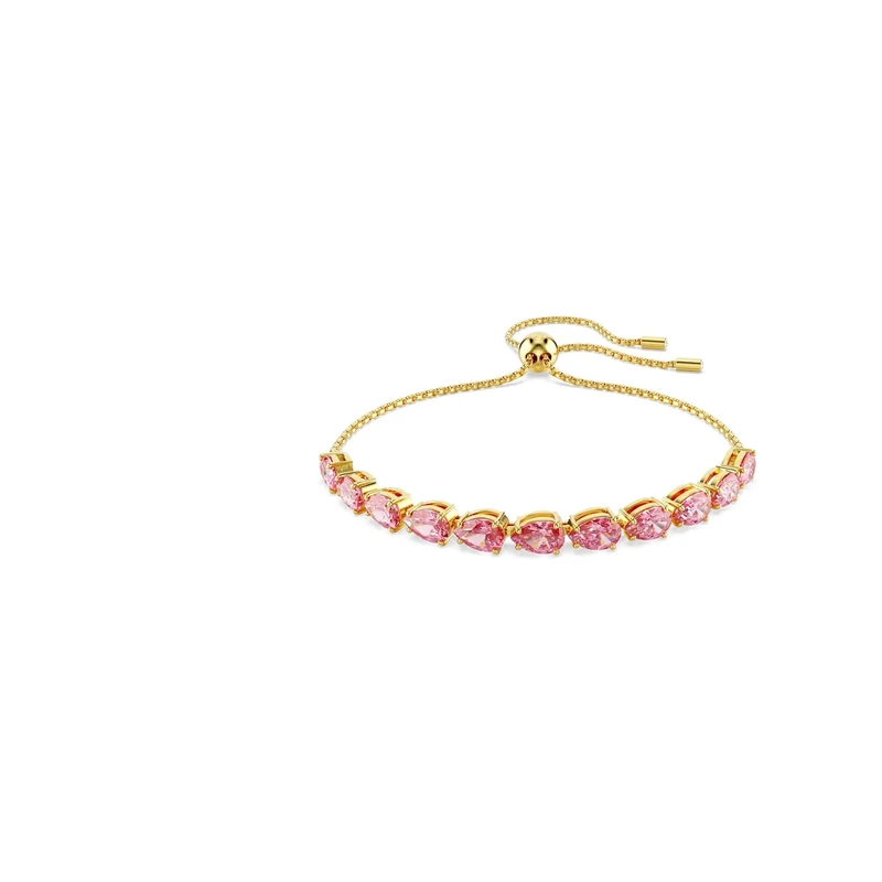 Swarovski Matrix Tennis Bracelet, Pink Pear-Cut Crystals in a Gold-Tone Finished Setting, Part of the Matrix Collection