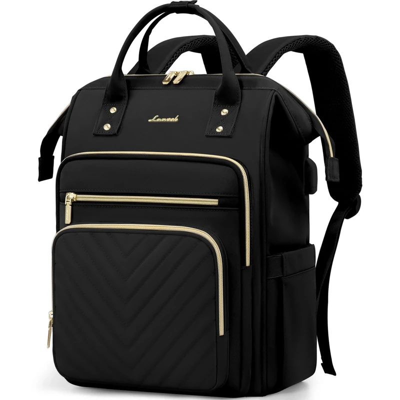 LOVEVOOK Laptop Backpack Womens, 17 inch Laptop Rucksack Bag for Women, Large Ladies Backpacks Waterproof School Bags with USB Port, Fashion Daypacks for Uni College Work Travel, Black