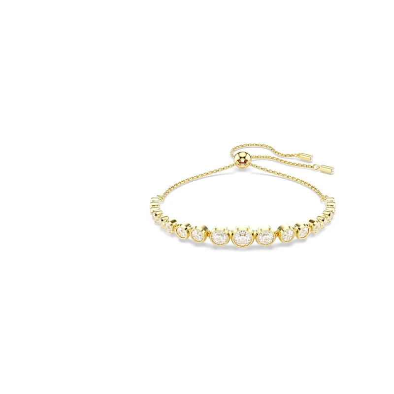 Swarovski Imber Tennis Bracelet, Clear Round-Cut Crystals in a Gold-Tone Finished Setting, Part of the Imber Collection