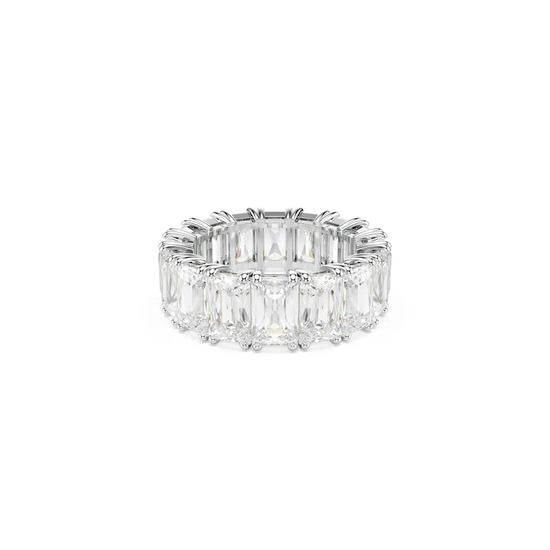 Swarovski Matrix Vittore ring, Baguette cut, White, Rhodium plated