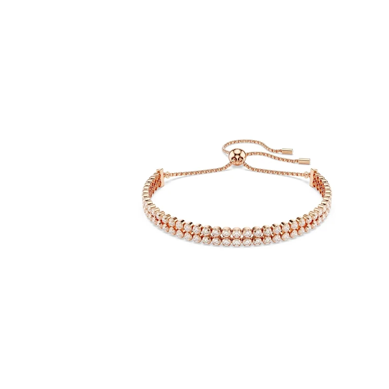 Swarovski Matrix Tennis Bracelet, Clear Round-Cut Crystals in a Rose Gold-Tone Finished Setting, Part of the Matrix Collection