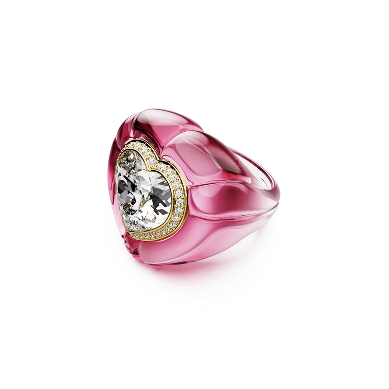 Swarovski Dulcis cocktail ring, Heart cut, Pavé, Heart, Pink
