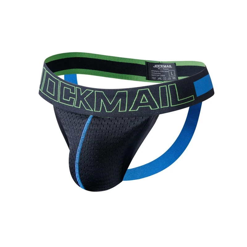 JOCKMAIL Mens Jockstrap Mesh Underwear Jock Straps Male Athletic Supporters Male Underwear (UK, Alpha, M, Regular, Regular, 201-Black)