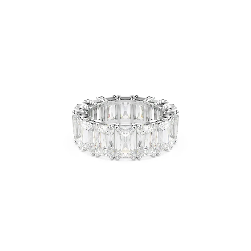 Swarovski Matrix Vittore ring, Baguette cut, White, Rhodium plated