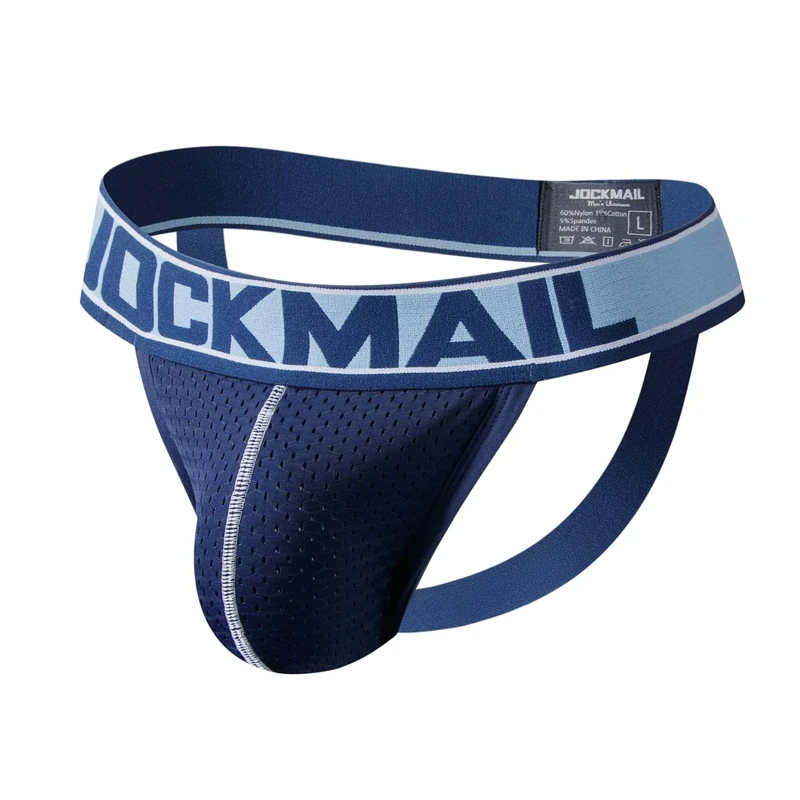 JOCKMAIL Mens Jockstrap Mesh Underwear Jock Straps Male Athletic Supporters Male Underwear (UK, Alpha, M, Regular, Regular, 201-Dark Blue)
