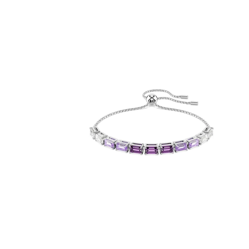Swarovski Matrix Tennis Bracelet, Purple and Clear Baguette-Cut Crystals in a Rhodium-Finished Setting, Part of the Matrix Collection