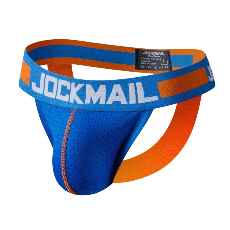 JOCKMAIL Mens Jockstrap Mesh Underwear Jock Straps Male Athletic Supporters Male Underwear (UK, Alpha, M, Regular, Regular, 201-Blue)