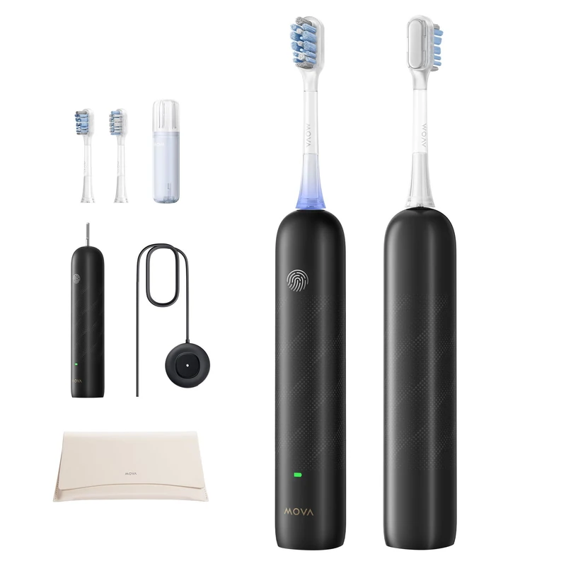 Dreame Mova Fresh Pro 3DClean Electric Toothbrush with App, Rechargeable Electric Toothbrush for Adults, 2 Brush Heads and Travel Case, 3-in-1Replacement Brush Head with Holder, Matte Black