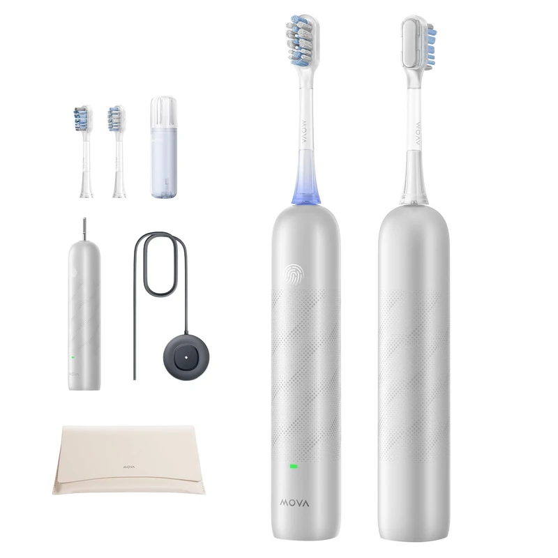 Dreame Mova Fresh Pro 3DClean Electric Toothbrush with App, Rechargeable for Adults, 2 Brush Heads and Travel Case, 3-in-1 Replacement Brush Head, 30 Days Battery Life, Silver - Image 1