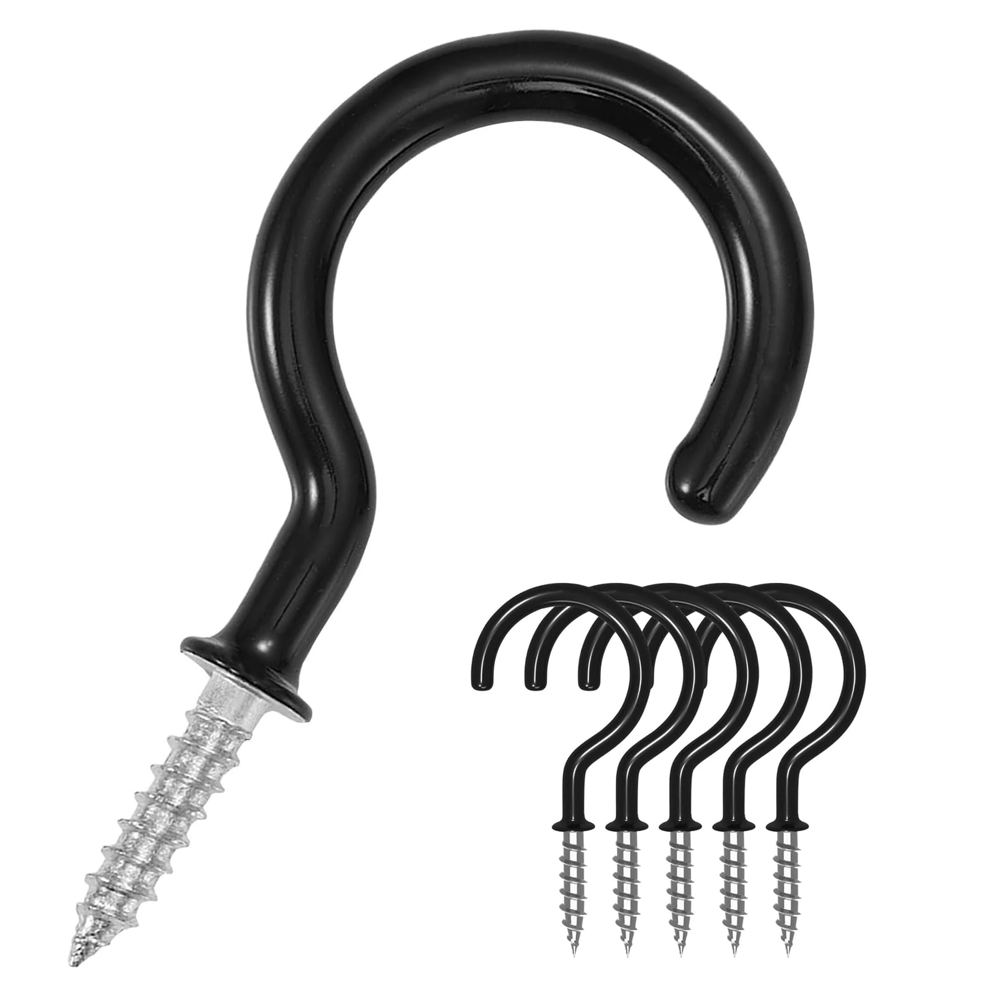 Zuvo -36 PCS Metal Ceiling Hooks 2.3 cm Multipurpose Vinyl Coated Screw-in Wall Hooks for Hanging Plants, Cups, Utensils, Lights and Stuff Great for Indoor & Outdoor Use