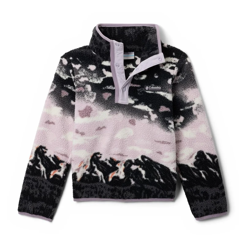 Columbia Youth Unisex Helvetia 2 Printed Half Snap Fleece, Fleece Pull Over, Shale Purple Sisters, Lavender Pearl, XXS