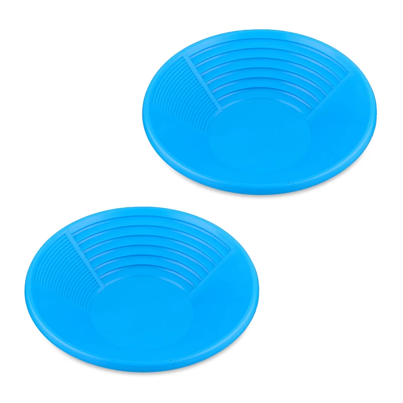 Relaxdays 2X Gold Panning Dish, Treasure Hunt, Adventure, Quest, Tools, HxD: 8 x 38 cm, Plastic, 3-Zone Design, Blue - Image 1