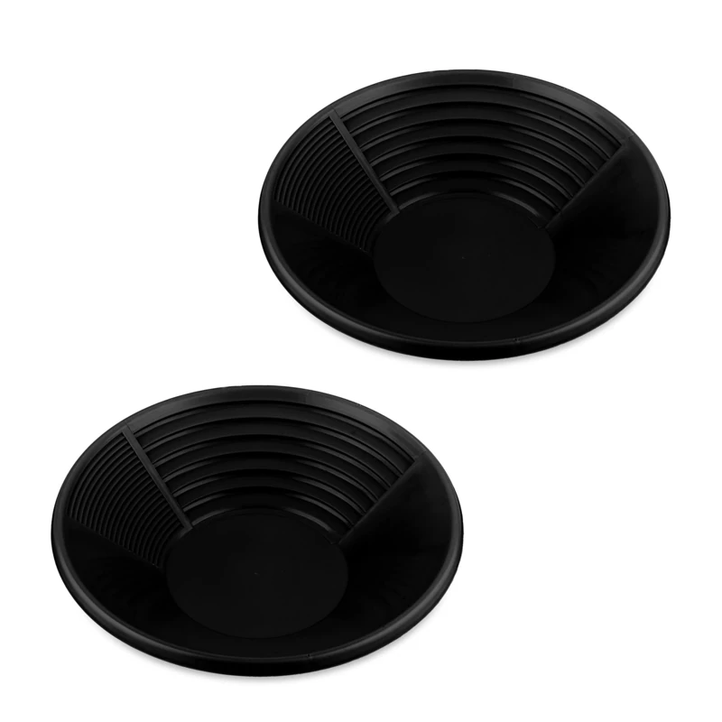 Relaxdays 2X Gold Panning Dish, 100% plastic, Black, 8 x 38 cm
