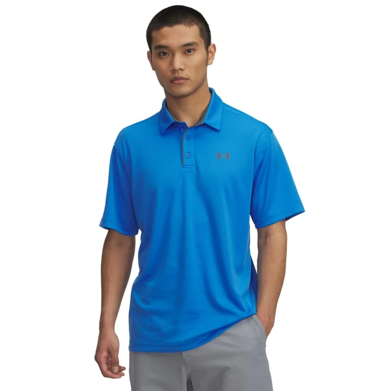 Under Armour Men's Tech Polo, Lightweight, Fast-Drying and Breathable Men's Top, Casual Polo Shirt with 3-Button Placket and Collar,Blue Atlantis / / Pitch Gray,3XL