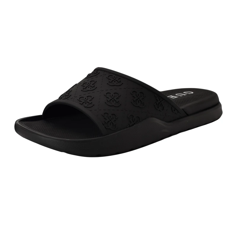 GUESS Men's Magaria Slide Sandal, Black Logo Multi 001, 8 UK