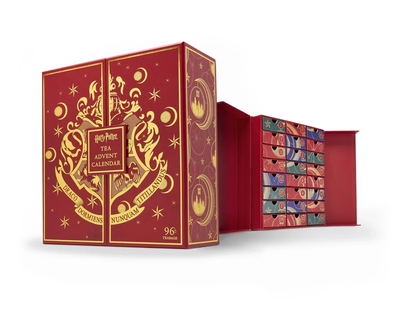 New English Teas Harry Potter Advent Calendar 2024, Hogwarts Countdown to Christmas, 24 Tea Drawers with 4x24 String & Tag Teabags (96 Teabags Total)
