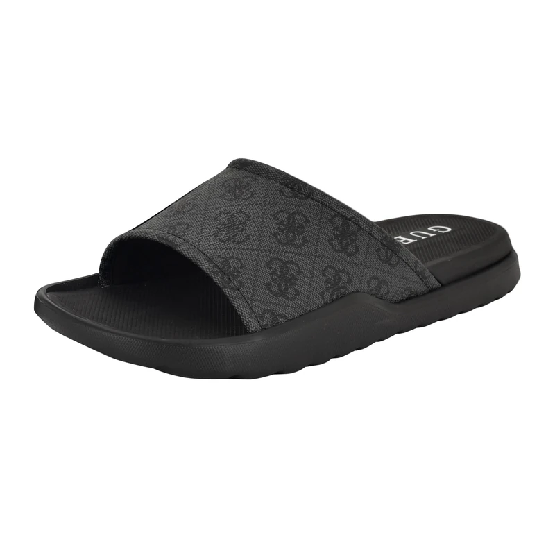 GUESS Men's Magaria Slide Sandal, Dark Grey Logo Multi 020, 8 UK