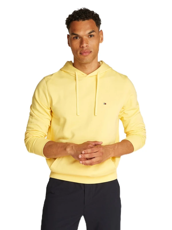 Tommy Hilfiger Men’s Hoodie Essential Terry with Kangaroo Pocket, Yellow (Citronella), S