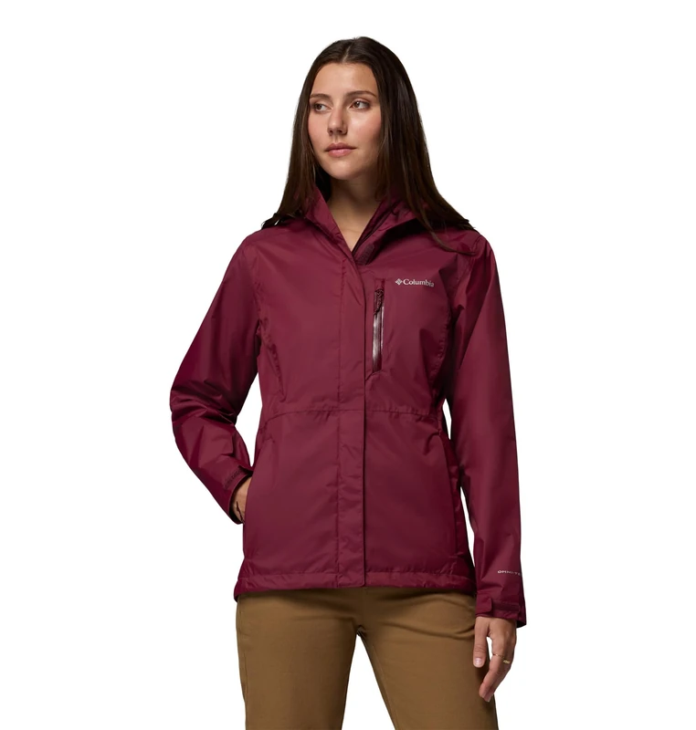 Columbia Women's Pouring Adventure 3 Jacket, Waterproof Rain Jacket, Rich Wine, Small