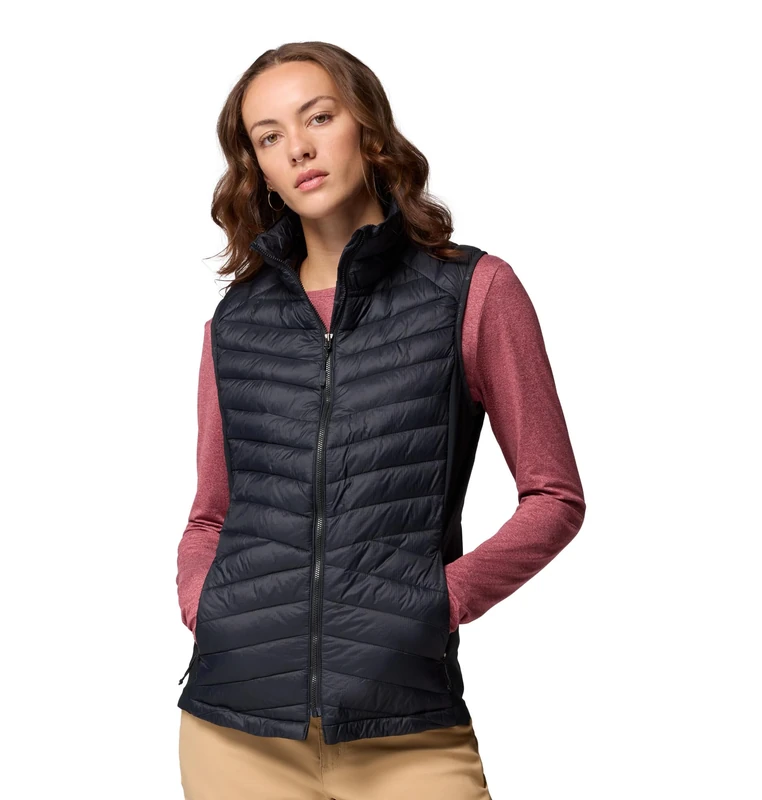 Columbia Women's Powder Pass 3 Hybrid Vest, Puffer Vest Body Warmer, Black, X-Small