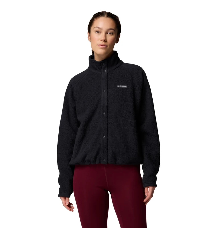 Columbia Women's Jasper Ridge Pebbled Fleece Full Snap, Fleece Jacket, Black, X-Small
