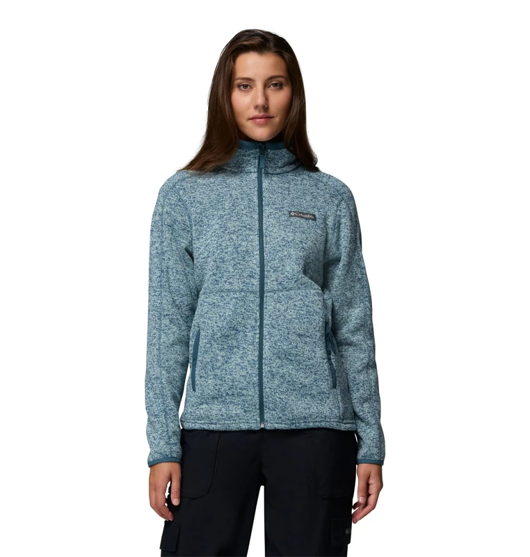Columbia Women's Sweater Weather Full Zip 2, Full Zip Fleece Jacket, Everblue Heather, Small