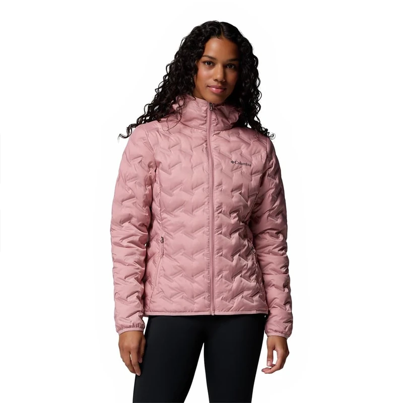 Columbia Women's Delta Ridge 2 Down Hooded Jacket, Hooded Puffer Down Jacket, Eraser Pink, XS