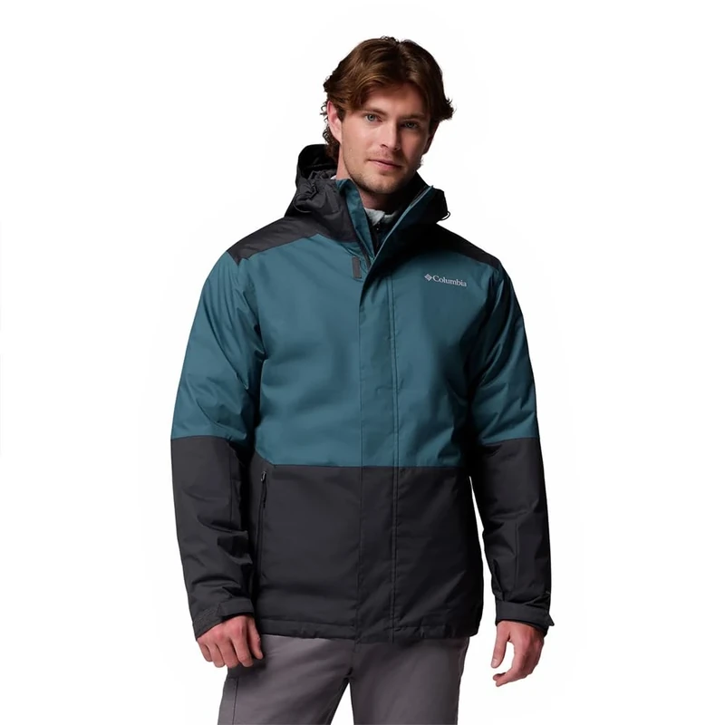 Columbia Men's Point Park Interchange Jacket, 3 In 1 Interchange Winter Coat, Everblue, Shark, S