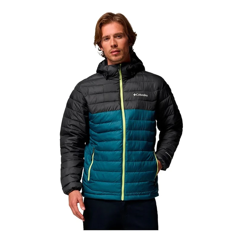 Columbia Men's Powder Lite 2 Hooded Jacket, Hooded Puffer Jacket, Everblue, Shark, S